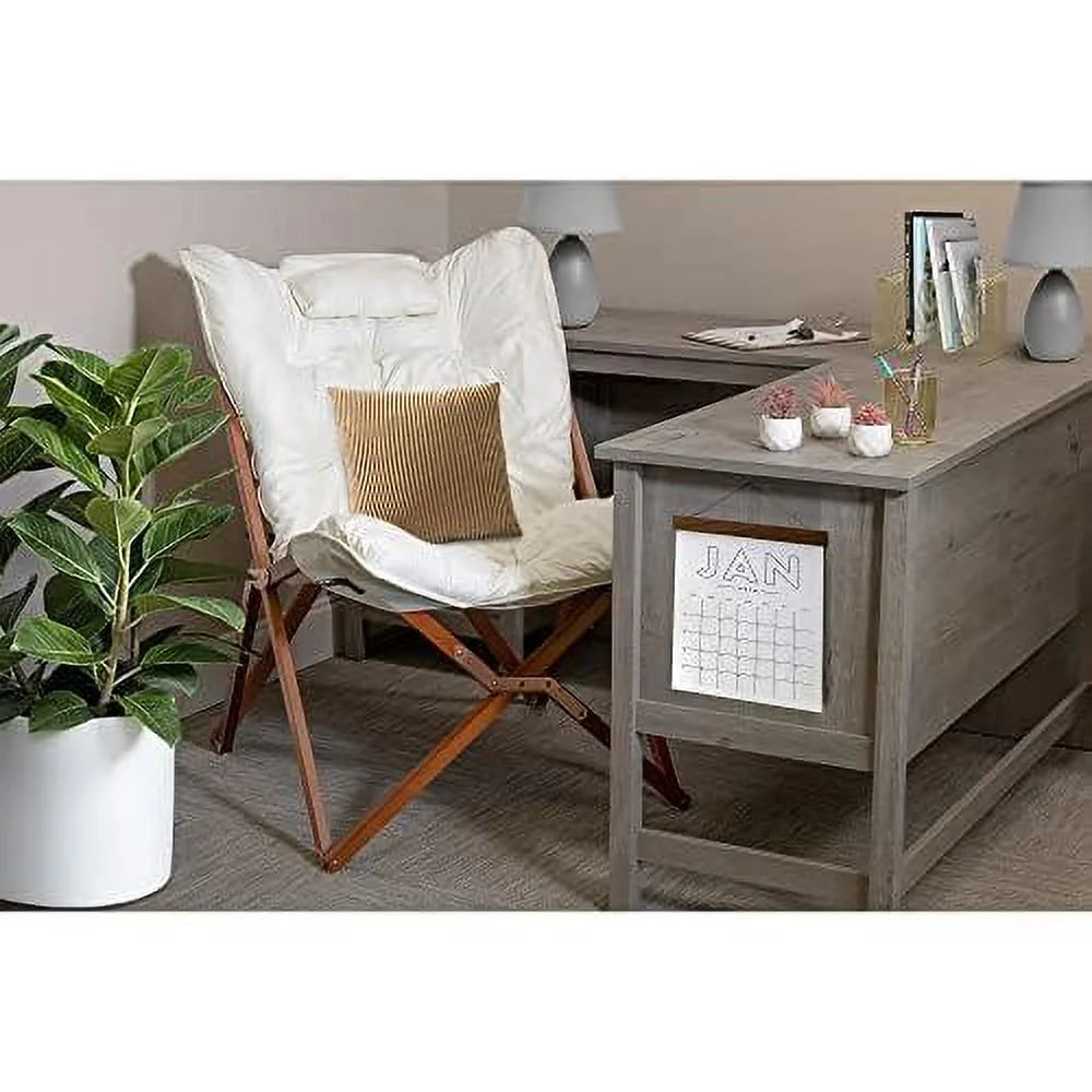 White Wood Folding Accent Chair P255