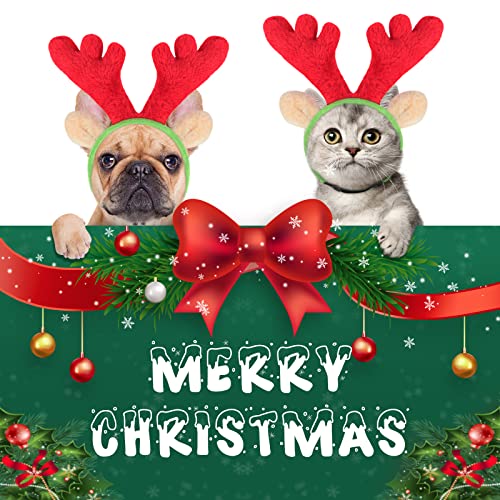 Dog Christmas Antlers Headband and Striped Scarf Set W352905