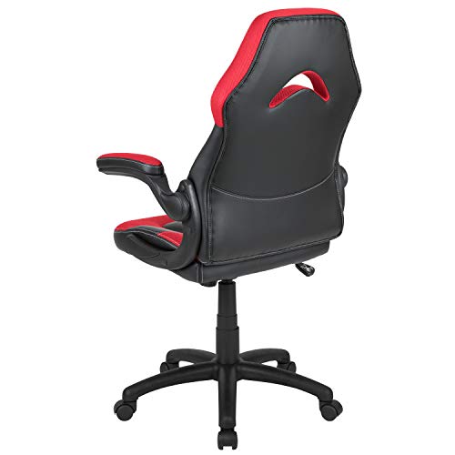 High-Back Blue/Black Gaming Chair with Flip-Up Arms D7123