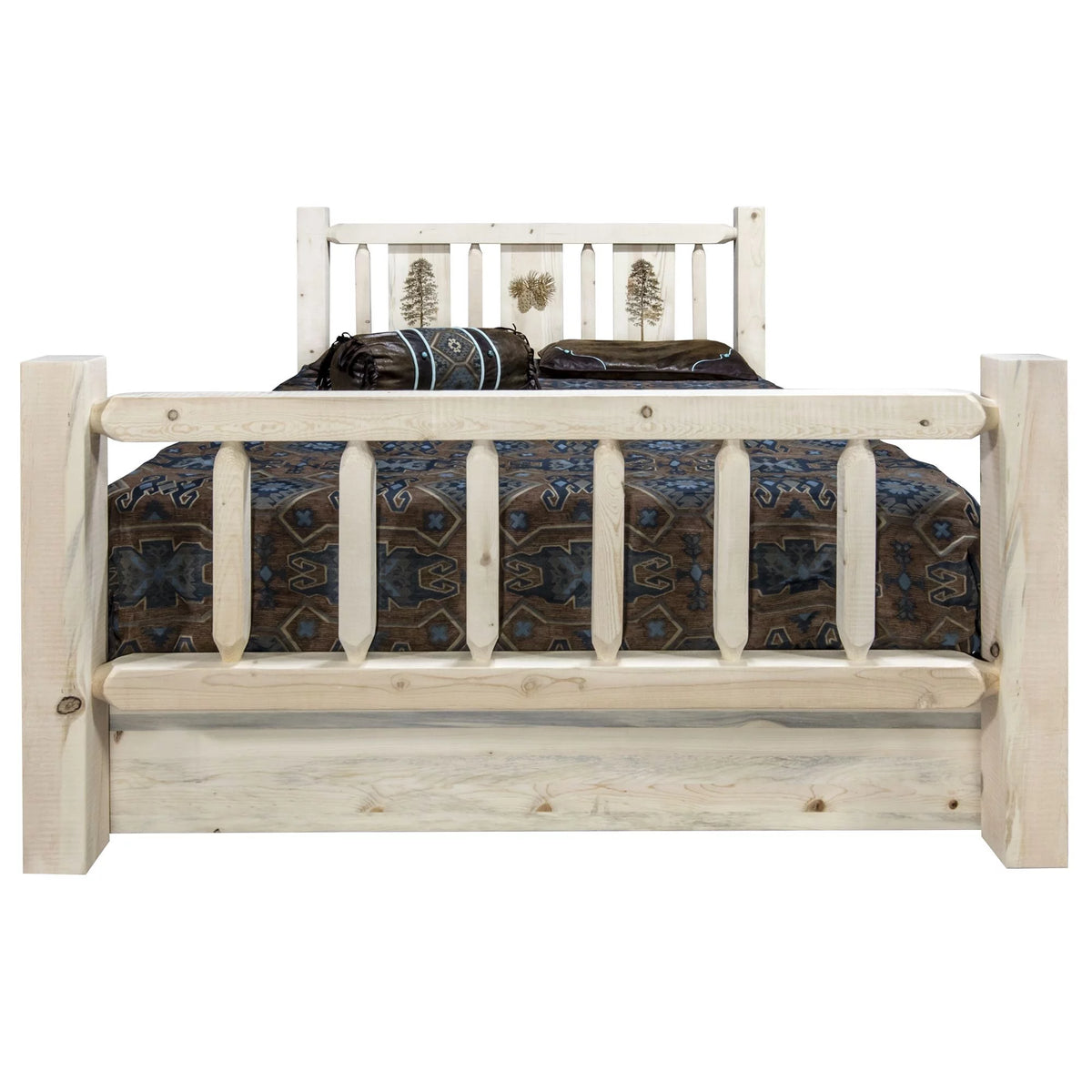 Natural Pine Wood Queen Storage Bed K9817
