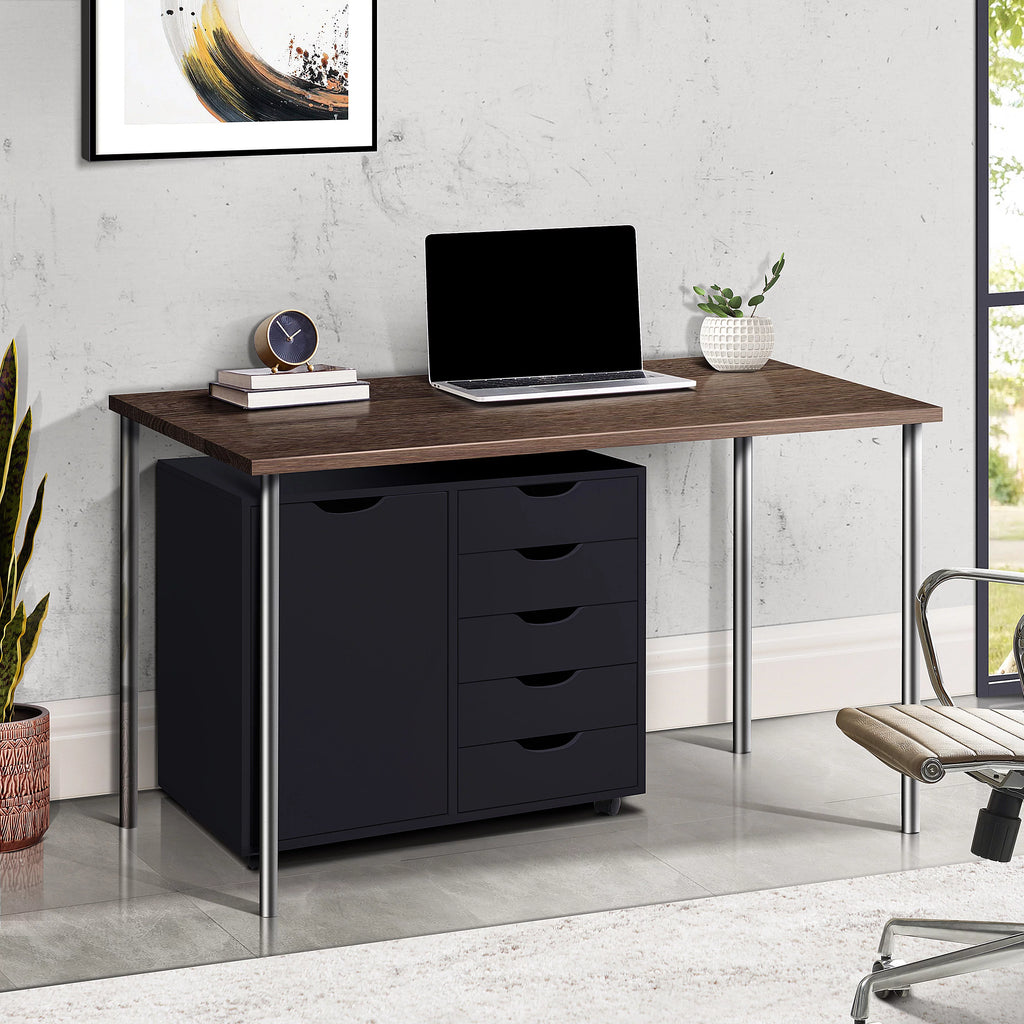 Black 5 Drawer File Cabinet with Wheels A535