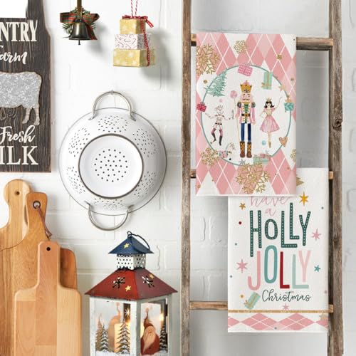 Pink Christmas Kitchen Towels Set of 4 F91711