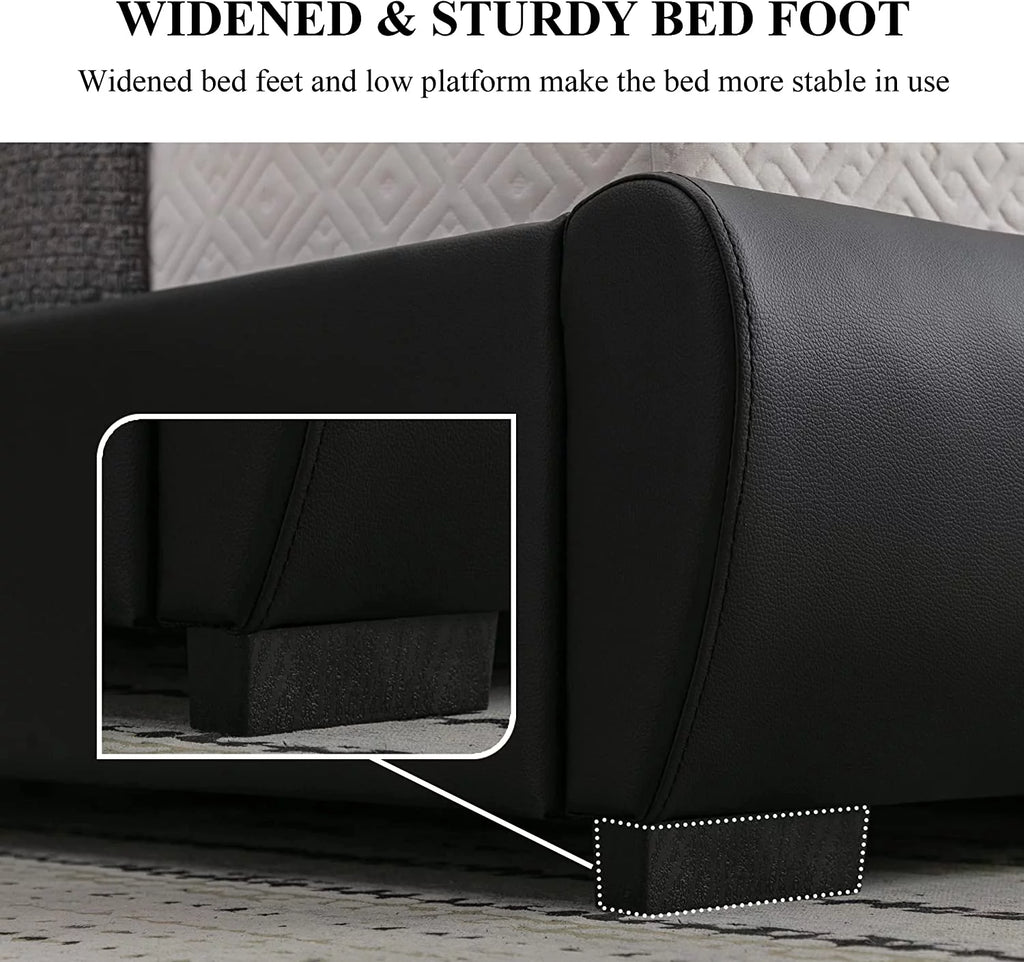 King Size Bed Frame with Adjustable Headboard Black L415