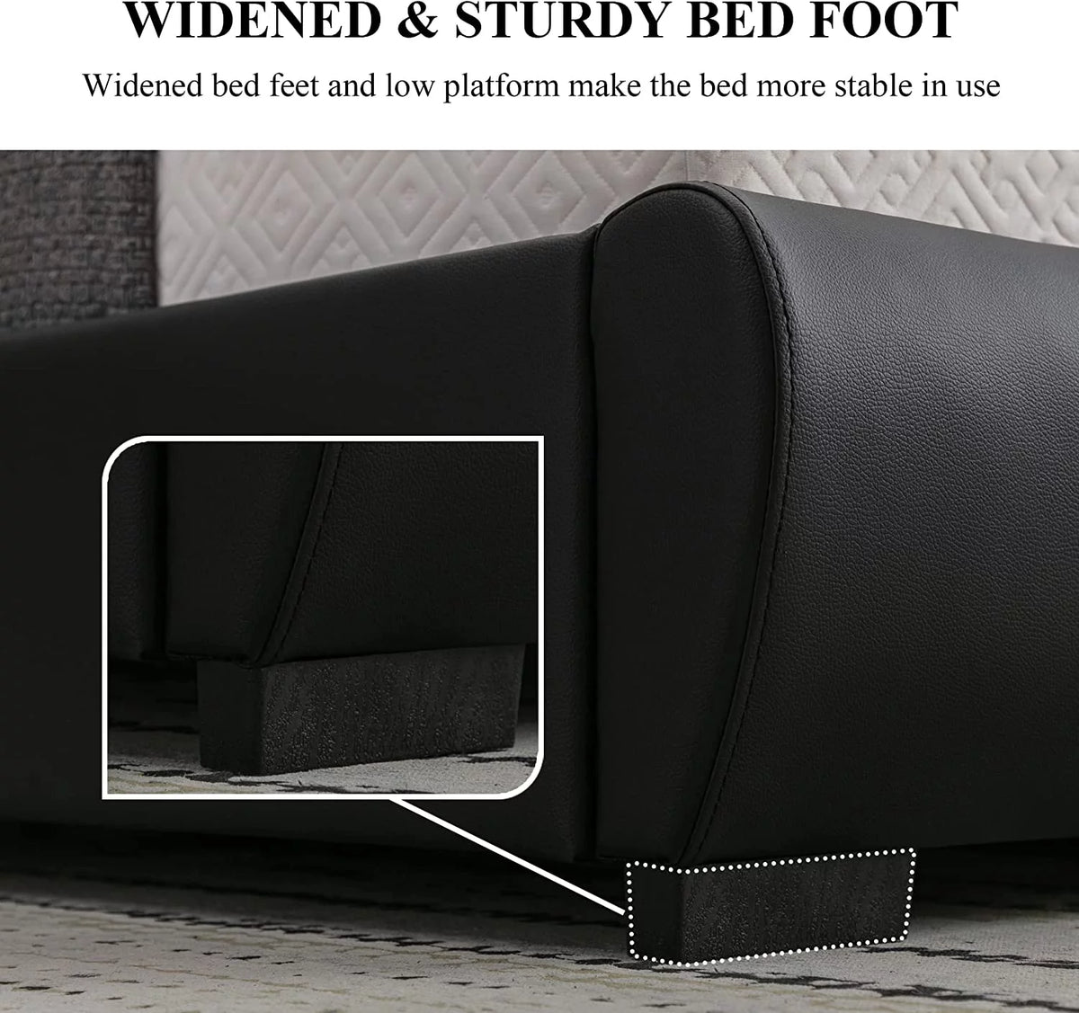King Size Bed Frame with Adjustable Headboard Black L415