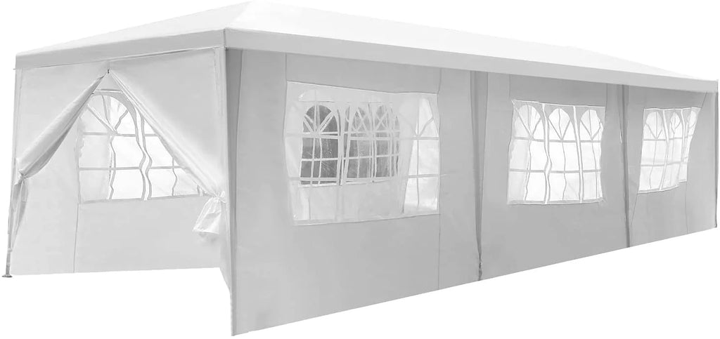 10'x30' White Outdoor Canopy Tent with 8 Side Walls H406