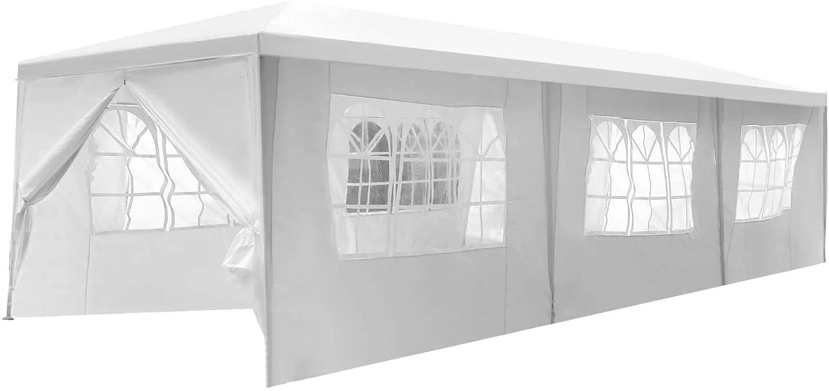 10'x30' White Outdoor Canopy Tent with 8 Side Walls H406