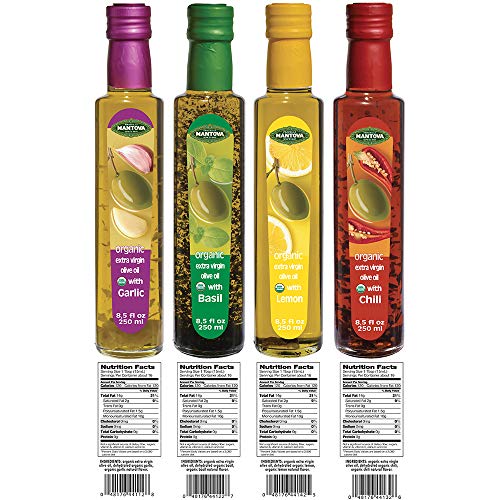 Organic Flavored Extra Virgin Olive Oil Variety Pack, 8.5 oz Pack of 4 J58627