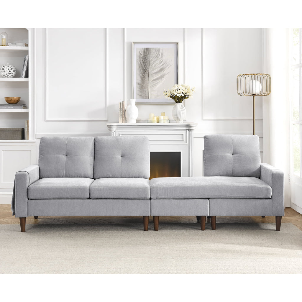 Light Grey Chenille Convertible Sectional Sofa N766601
