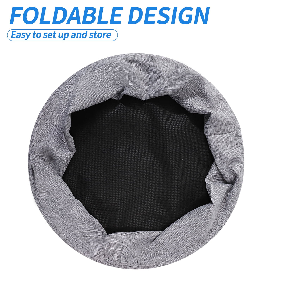 Round Metal End Table with Fabric Storage Basket O231