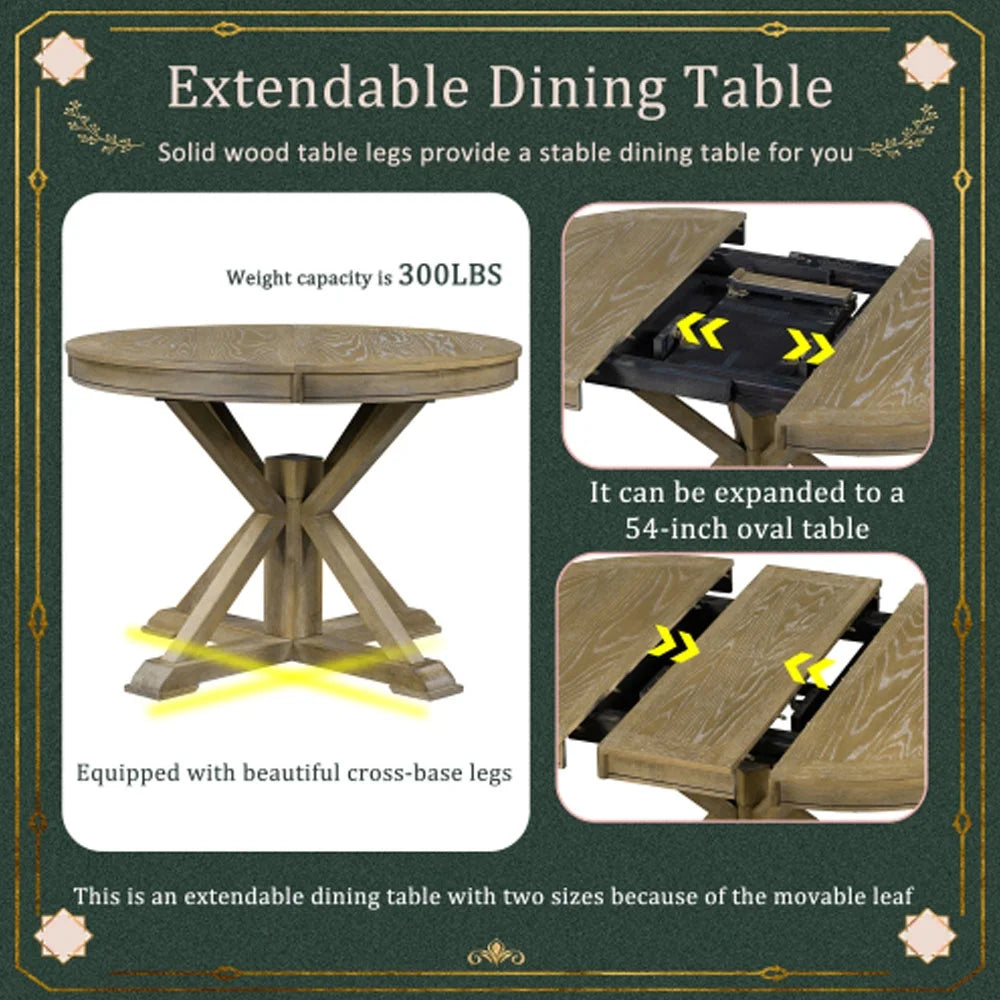 Extendable Dining Table with 12" Leaf Natural Wood N96879