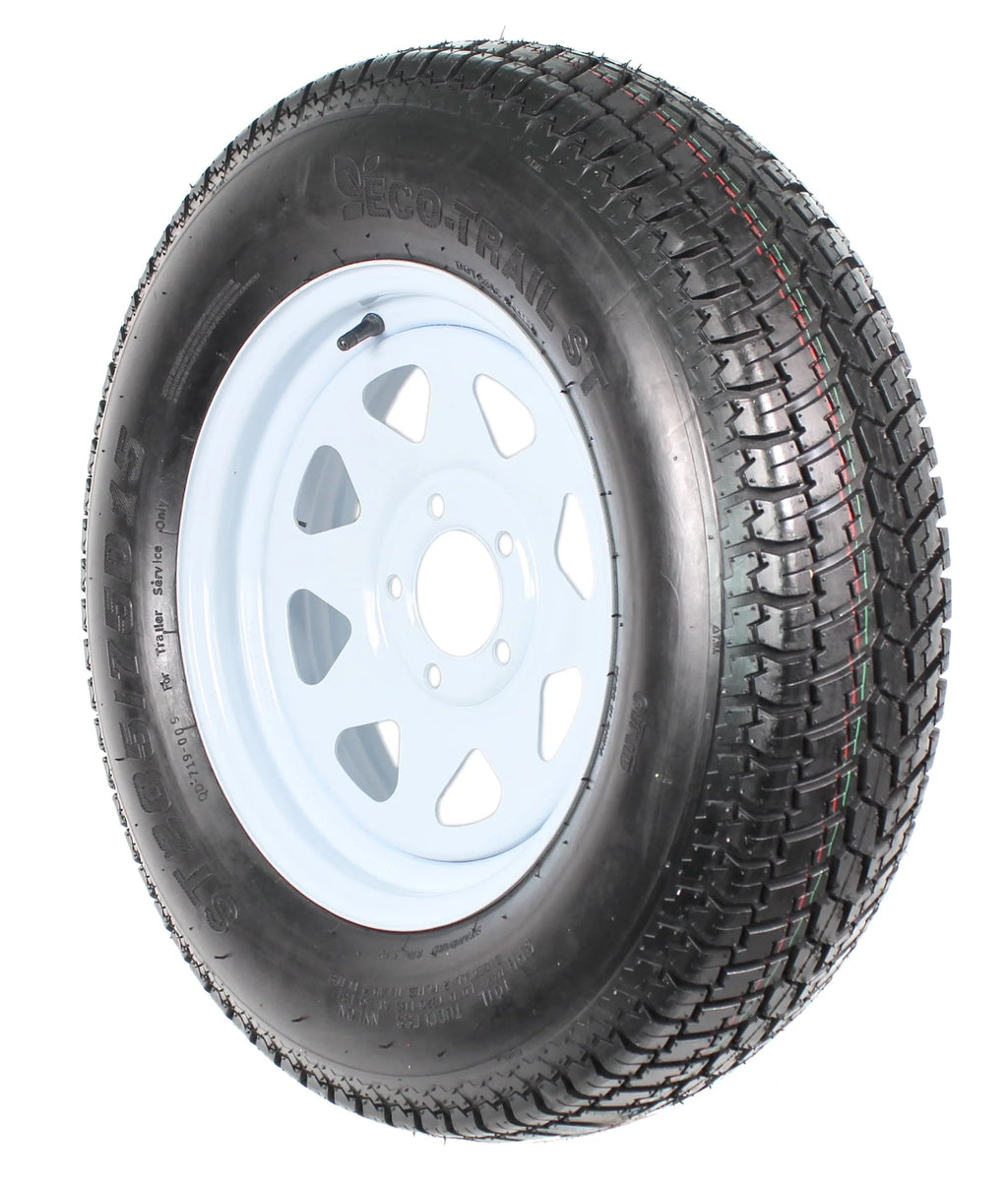 ST205/75D15 Trailer Tire On Rim 5 Lug White Spoke R46444