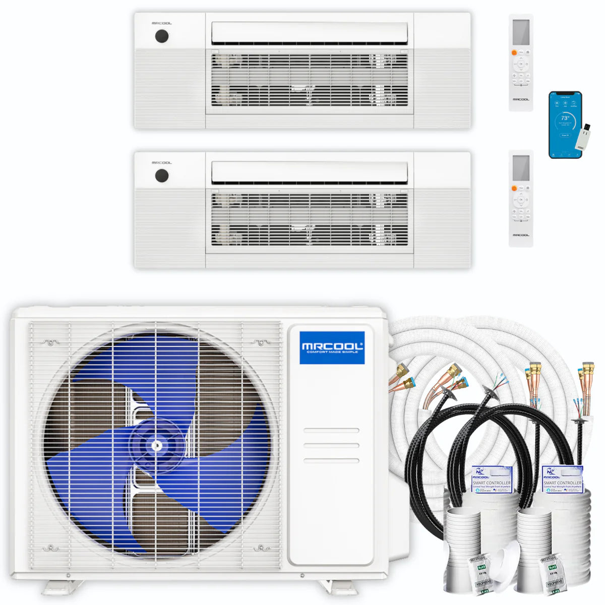 18,000 BTU 2 Zone Ceiling Cassette Ductless Air Conditioner and Heat Pump R572