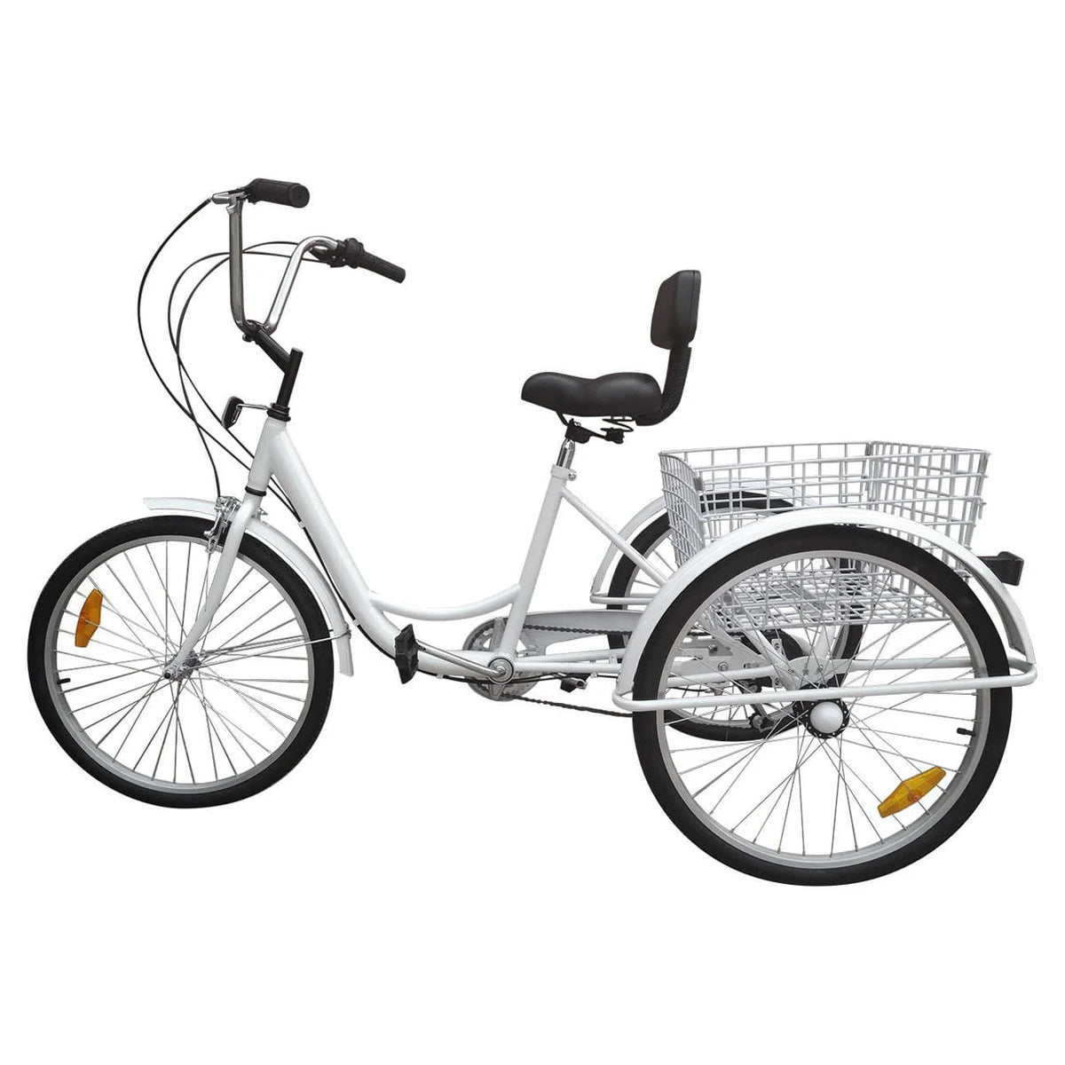 7-Speed 24 Adult 3-Wheel Tricycle with Basket White W997