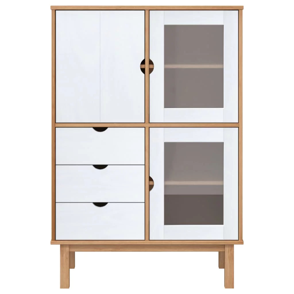 Brown and White Solid Wood Pine Highboard H314258