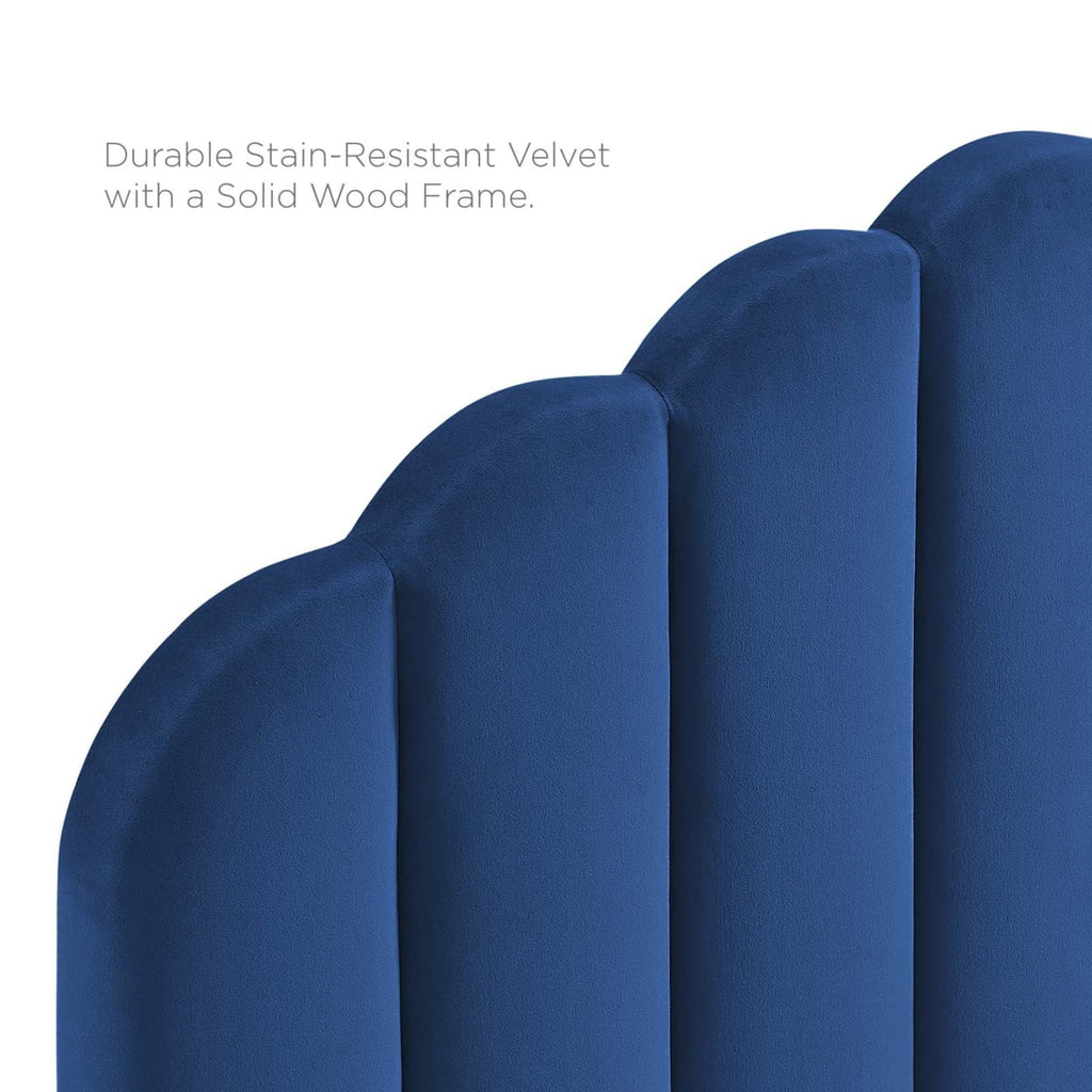 King California King Velvet Headboard Navy P9418