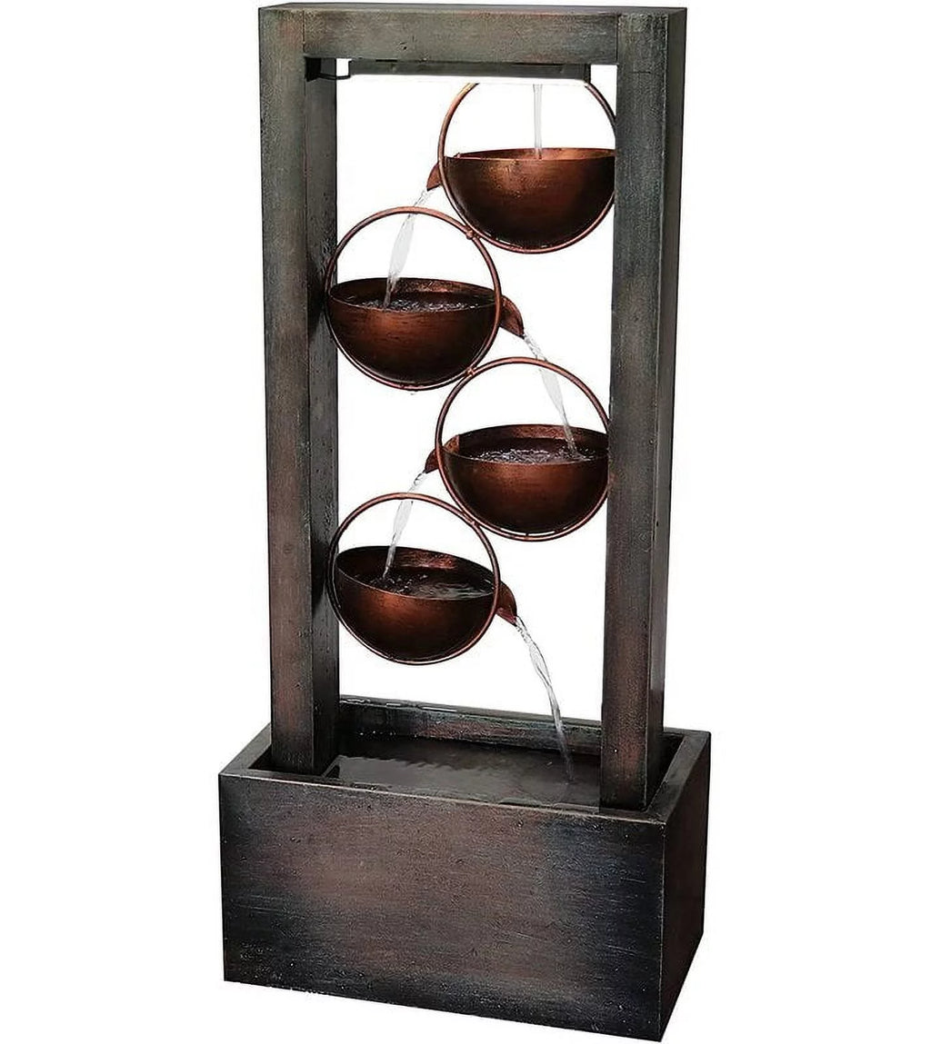 4-Tier Polyresin Floor Standing Water Fountain with LED Lighting A96013