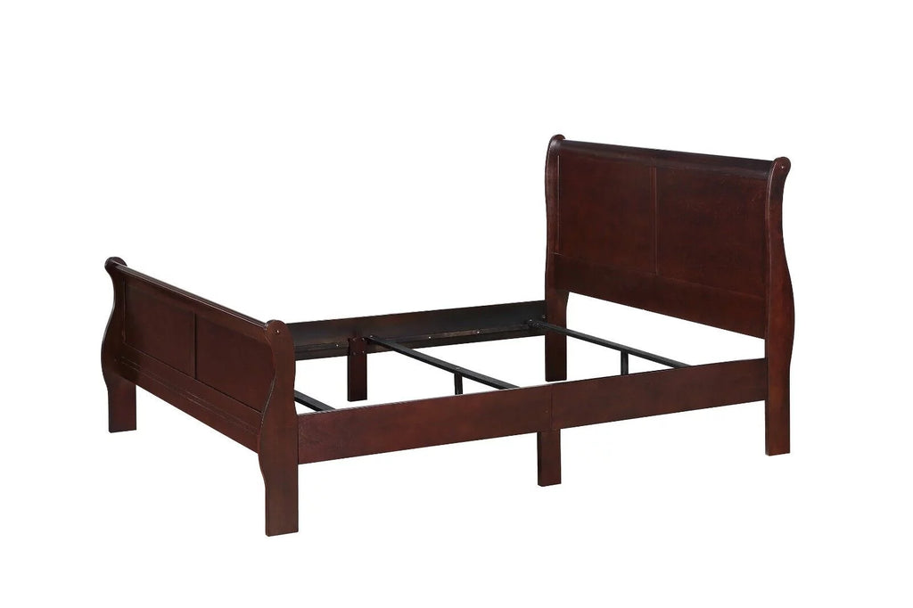 Twin Size Panel Bed and 2 Nightstands Cherry Brown Wooden Bedroom Set U265365