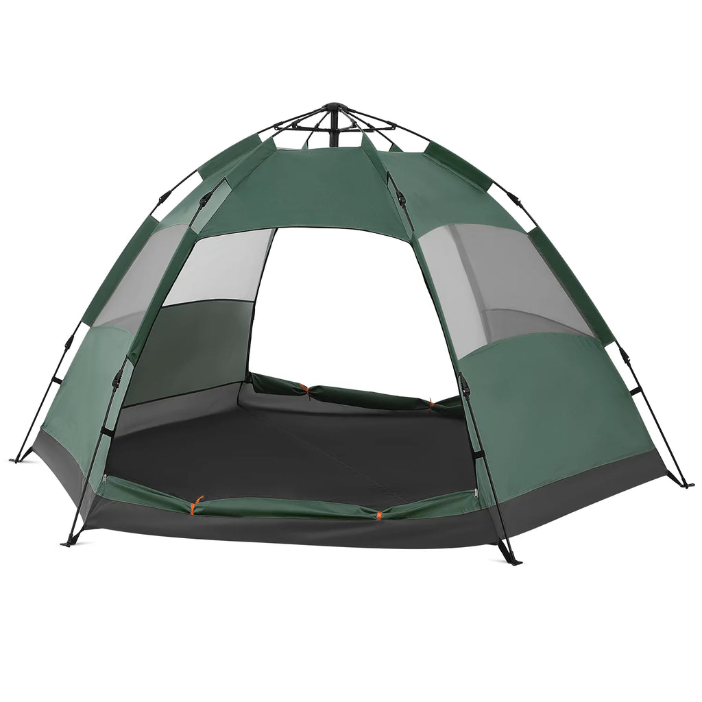 Large 4 Person Double Layer Camping Tent with Carry Bag, Green S72964