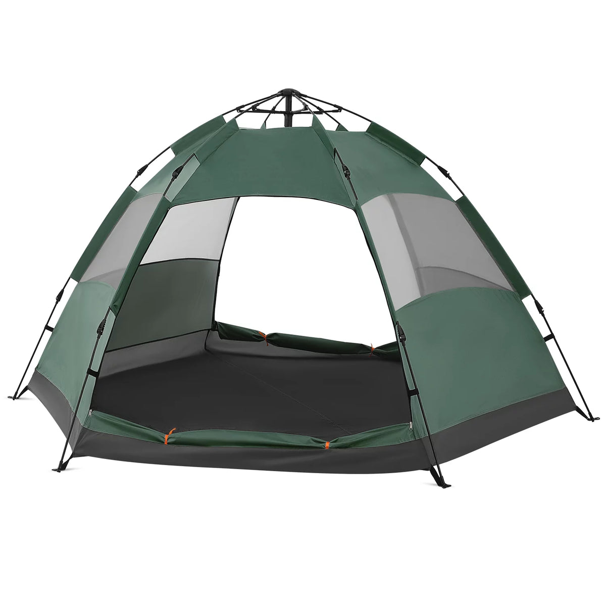 Large 4 Person Double Layer Camping Tent with Carry Bag, Green S72964