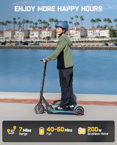 Electric Scooter with LED Lights, Bluetooth Speaker, Adjustable Height, Foldable P932