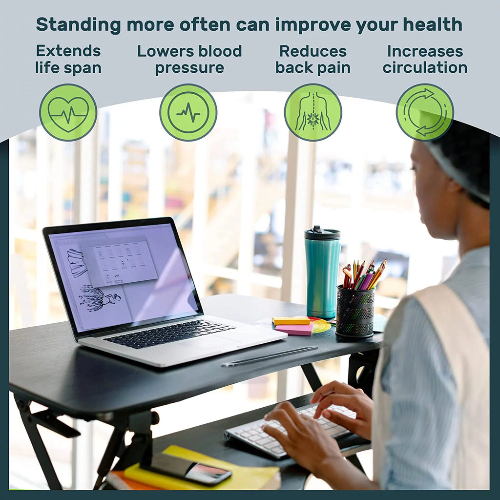 32-inch Height Adjustable Black Standing Desk Converter E6263