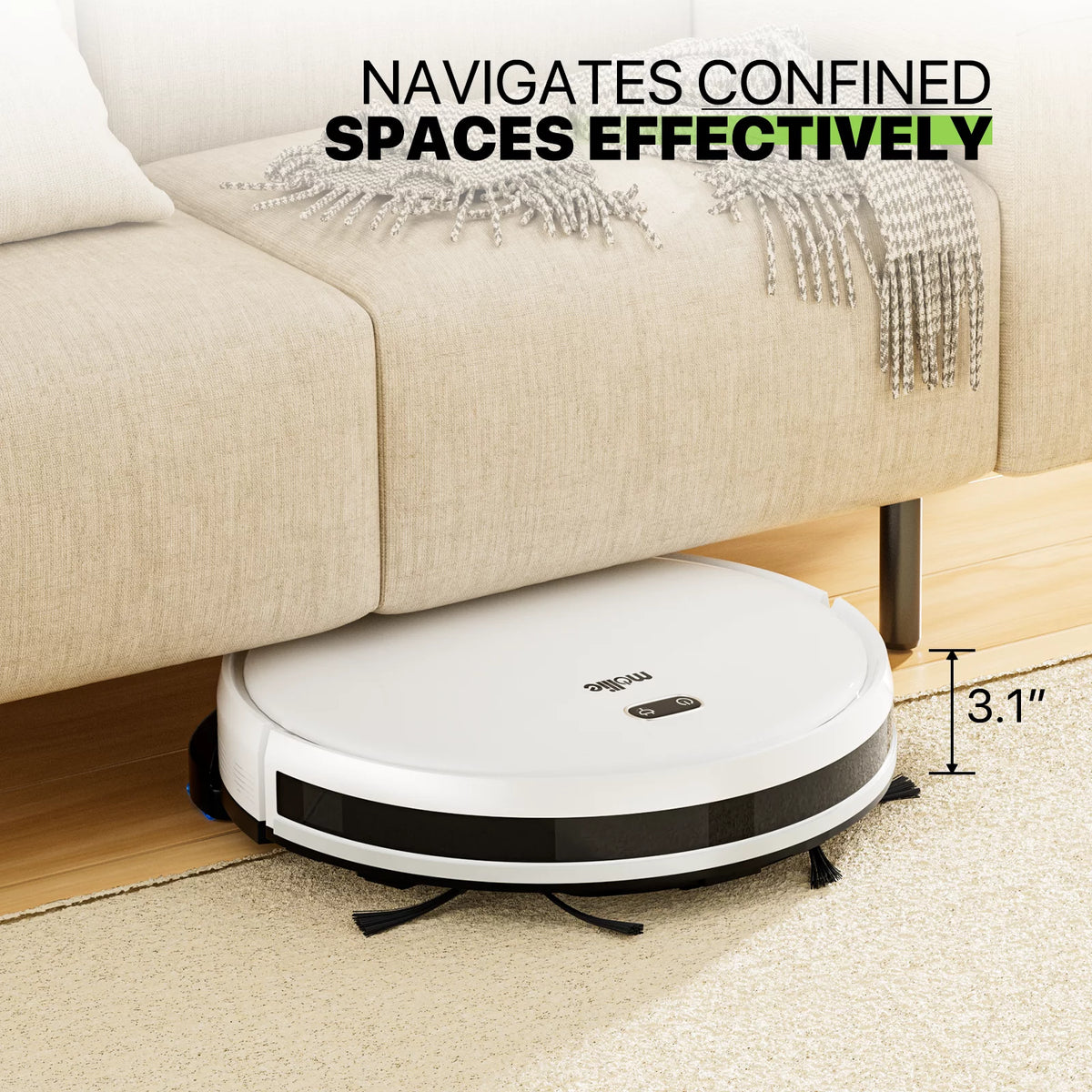 2 in 1 Robot Vacuum and Mop Combo, 2800pa White H834768
