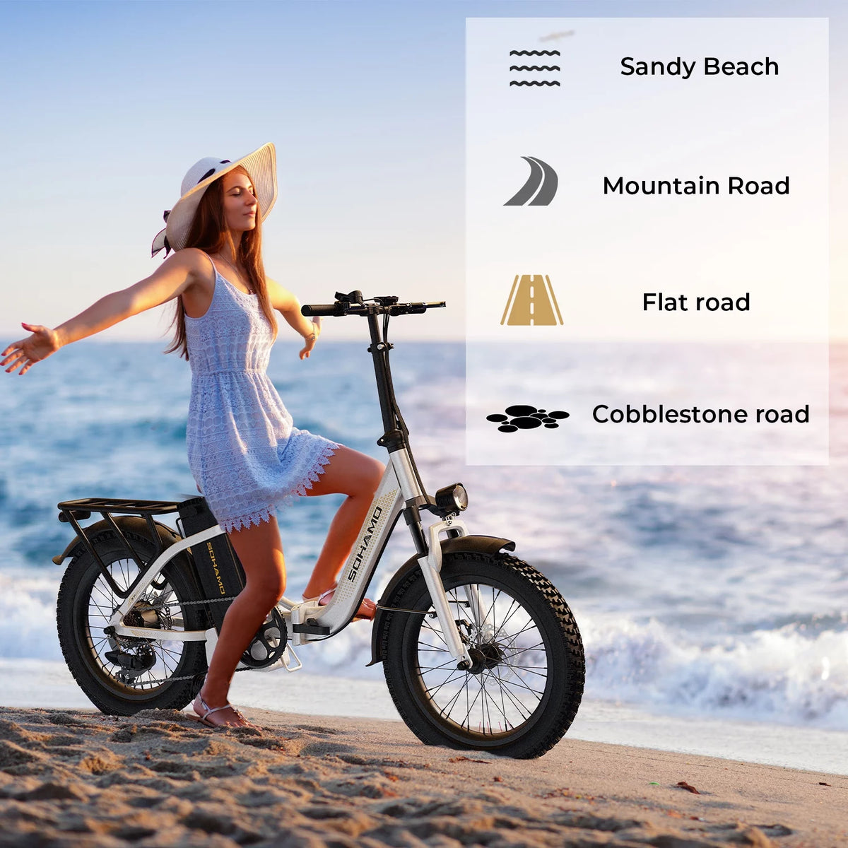 750W Folding Electric Bike 48V 15AH Removable Battery 20 Fat Tire D285209