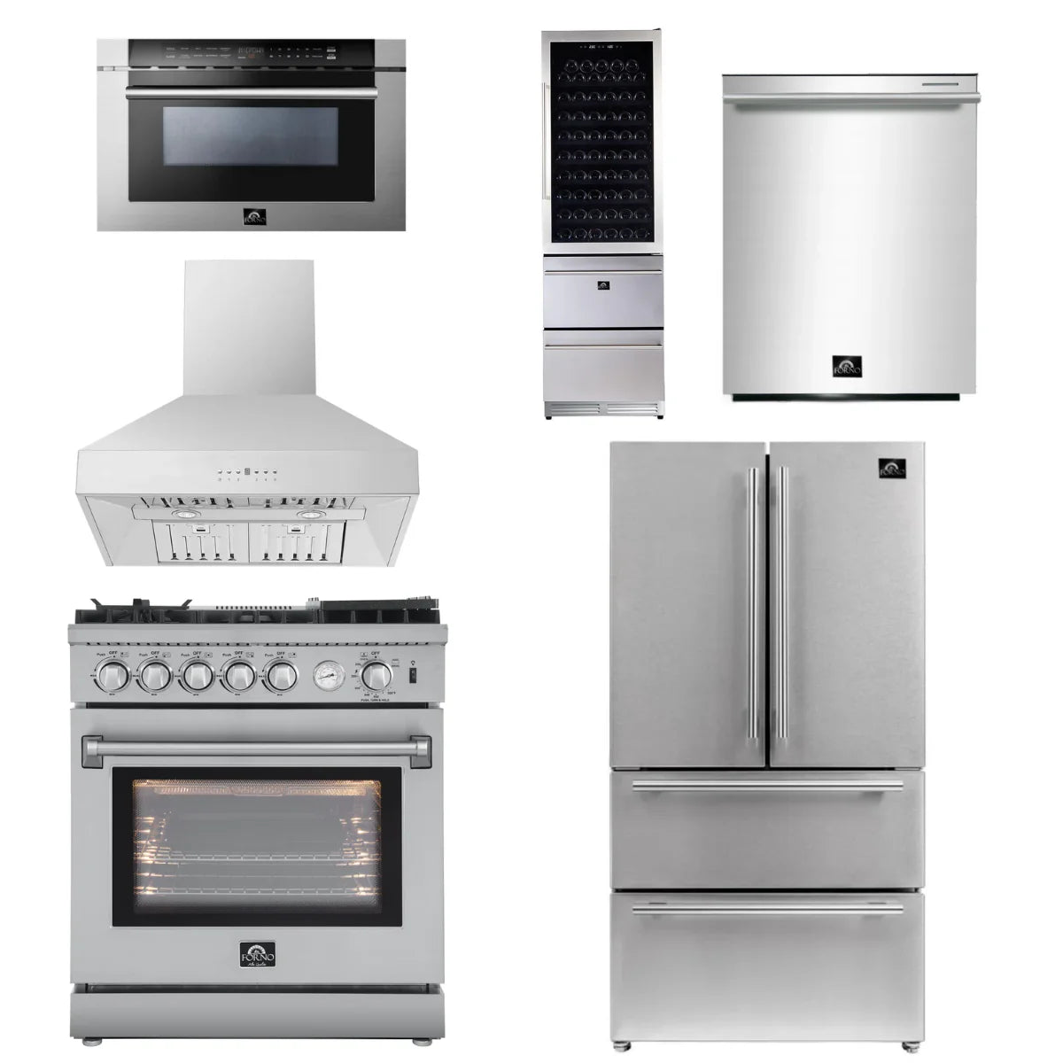 30 Gas Range with Airfryer, Range Hood, 36 Refrigerator, Dishwasher, Microwave Drawer, Wine Cooler Z504