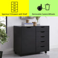 Black 5 Drawer File Cabinet with Wheels A535