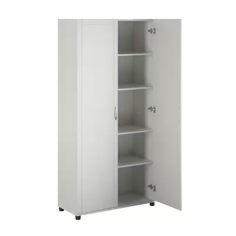 White Wood Freestanding Garage Cabinet I5161