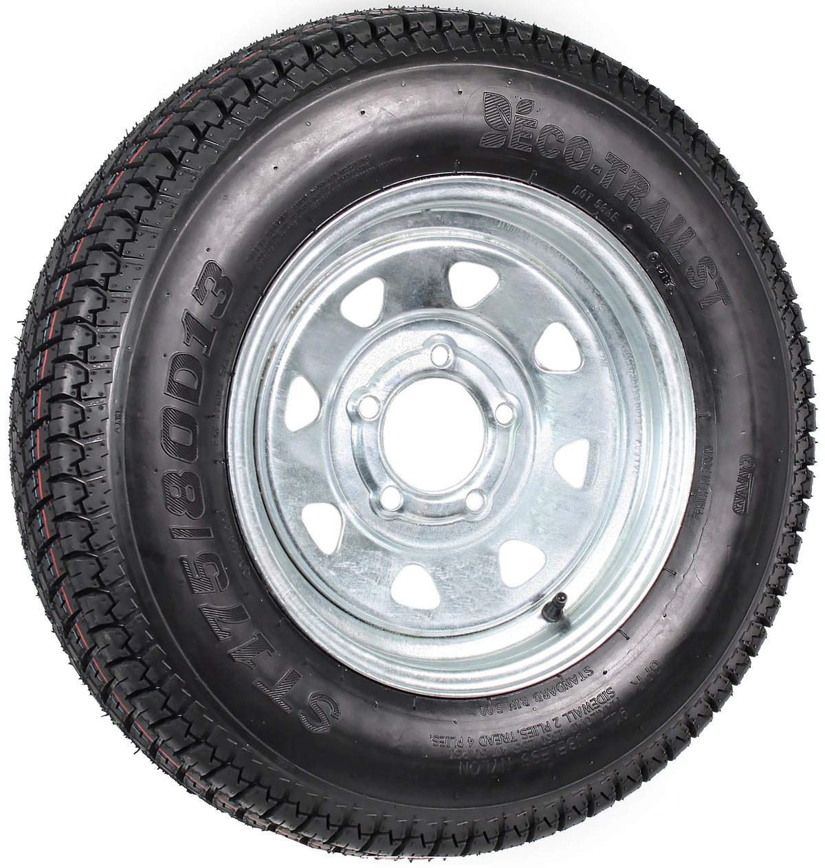 13 5 Lug Galvanized Spoke Trailer Tire On Rim O585