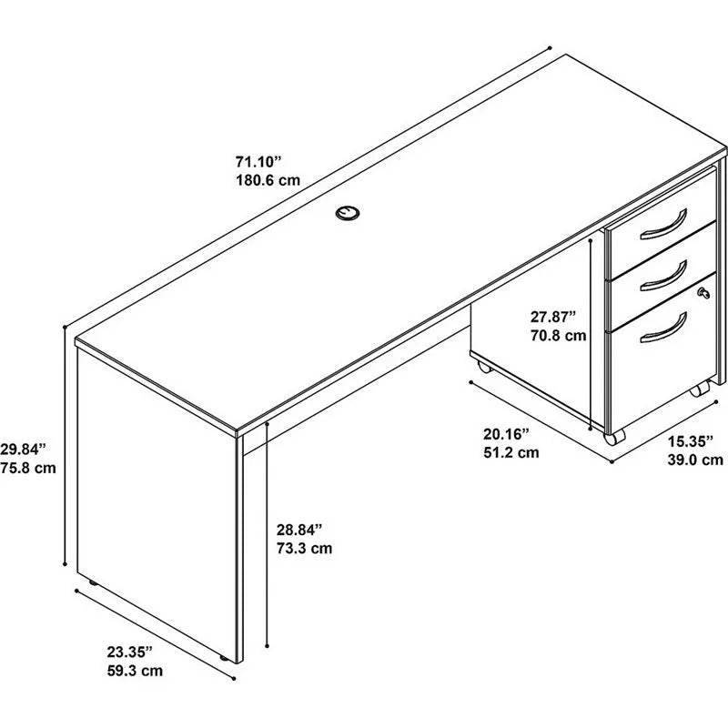 72W x 24D Engineered Wood Office Desk with Drawers R4083