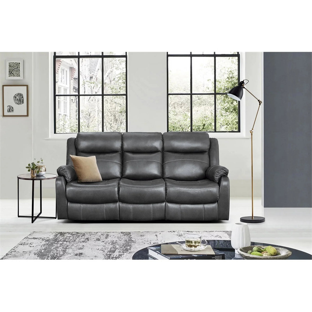 Dark Gray Microfiber 2-Piece Reclining Sofa Set O7520