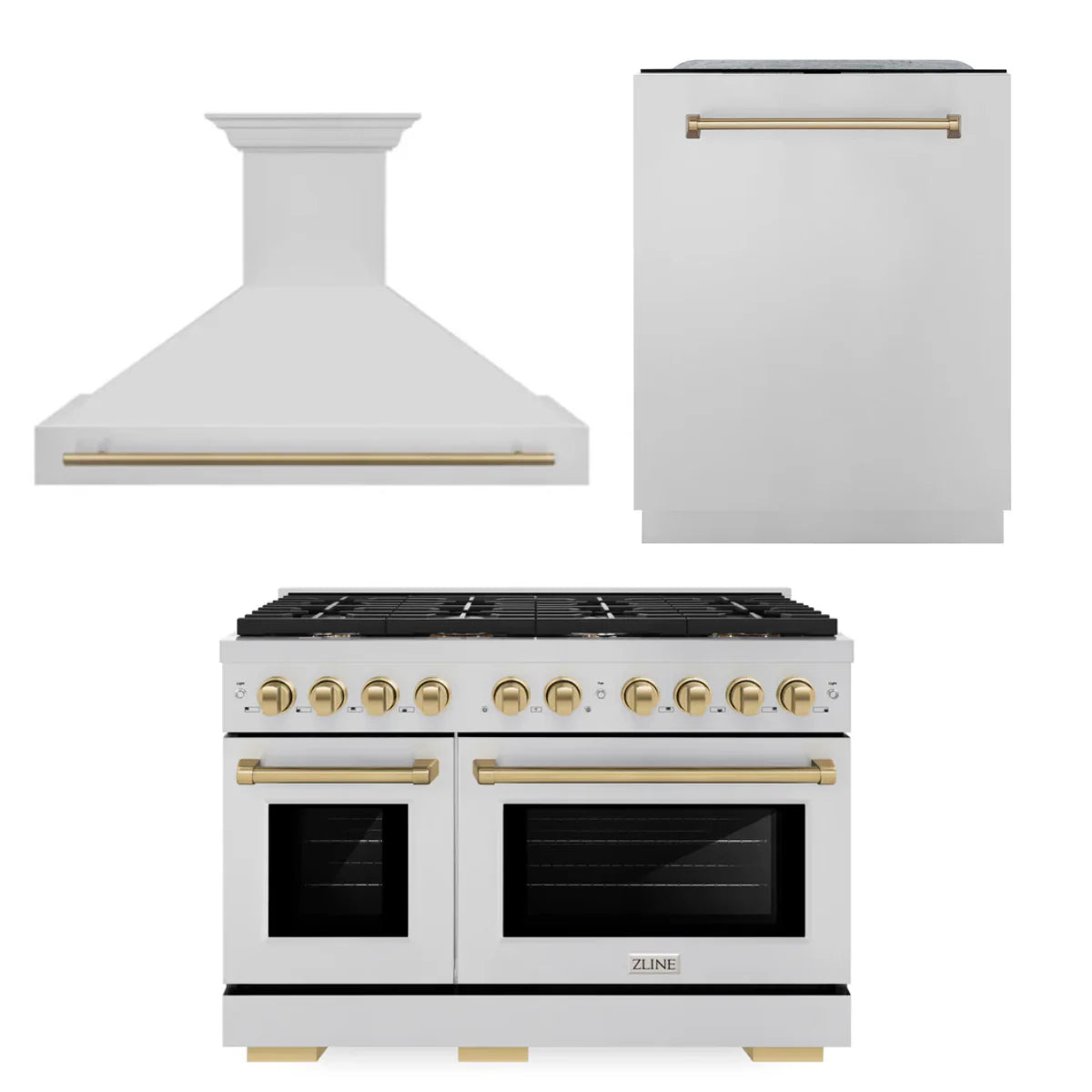 48 In. Gas Range, Range Hood, Dishwasher in Stainless Steel M6655