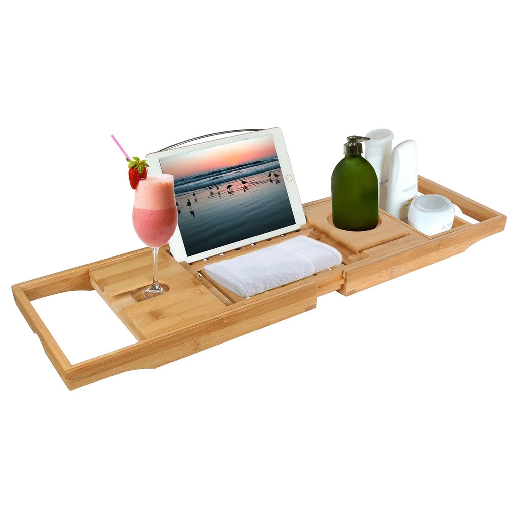 Bamboo Bathtub Caddy Tray with Expandable Sides Z79654
