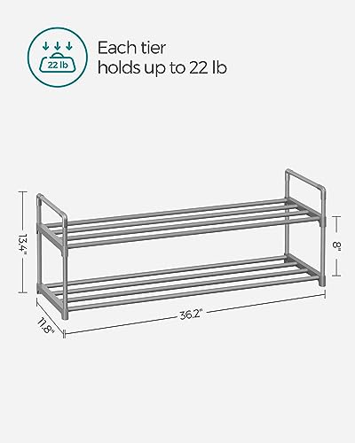 Black 3 Tier Metal Shoe Rack W456