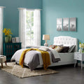 Full Upholstered Fabric Bed in White A2064