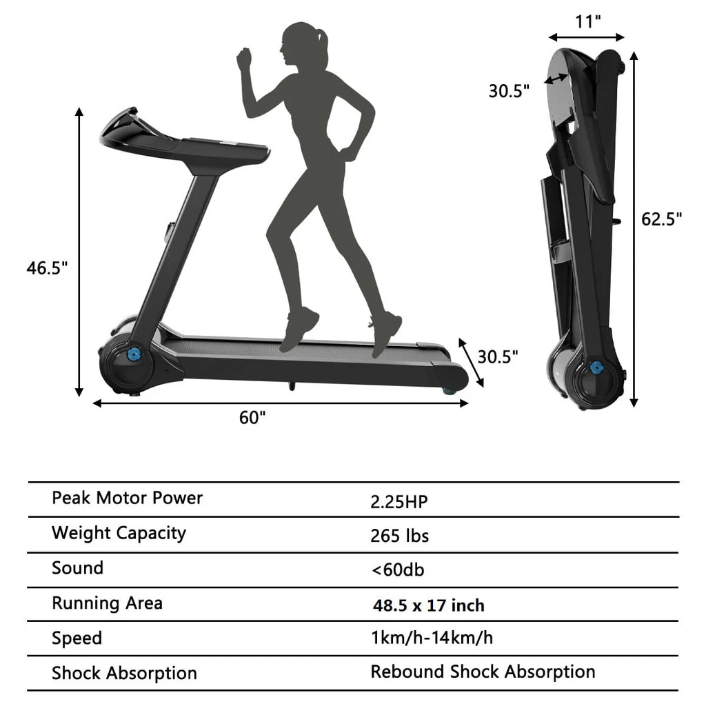 2.25 Hp Electric Folding Treadmill H171