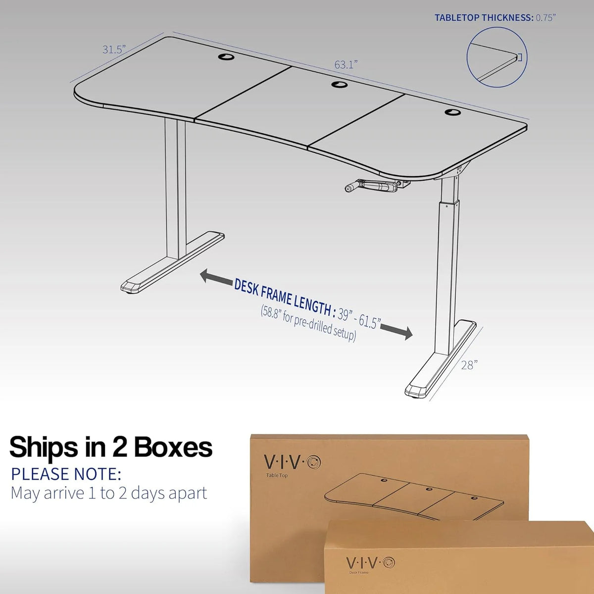 63 X 32 Inch Height Adjustable Standing Desk X43804