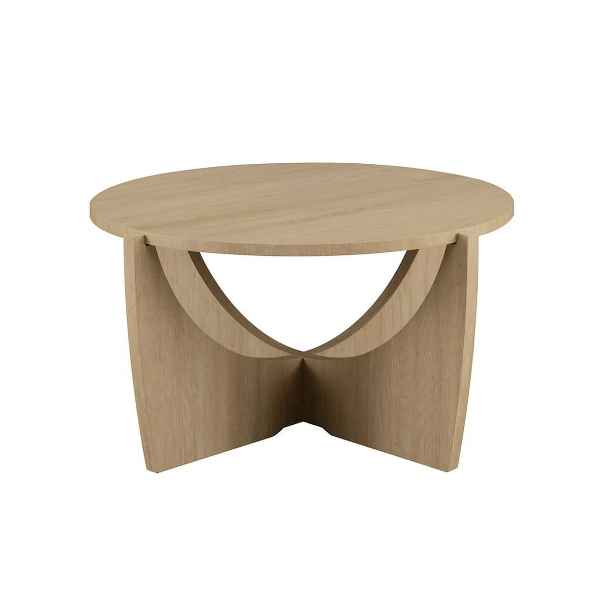 28" Wood Round Coffee Table with Crossed Arch Base P64035
