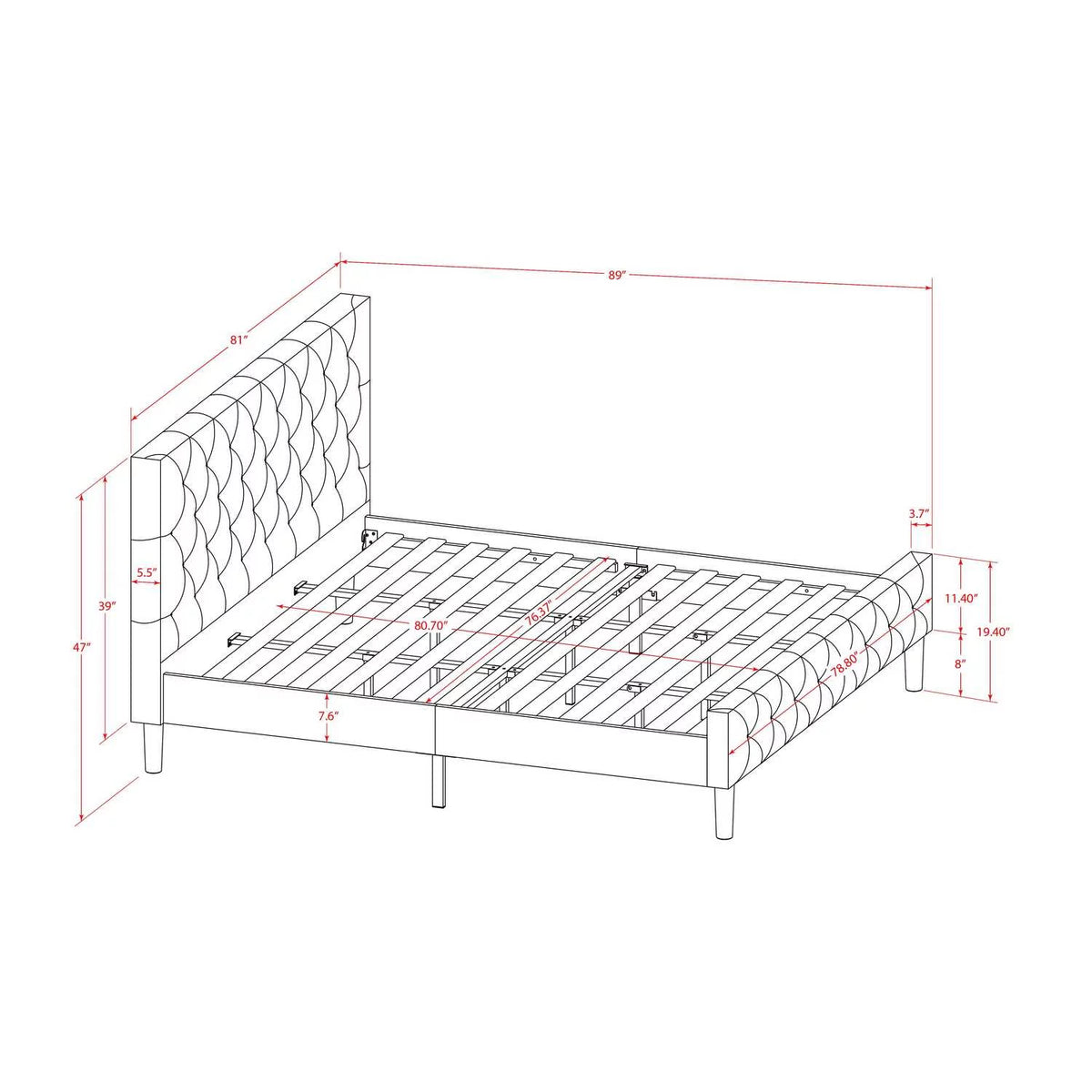 2 Pieces Wood King Bedroom Set L4270