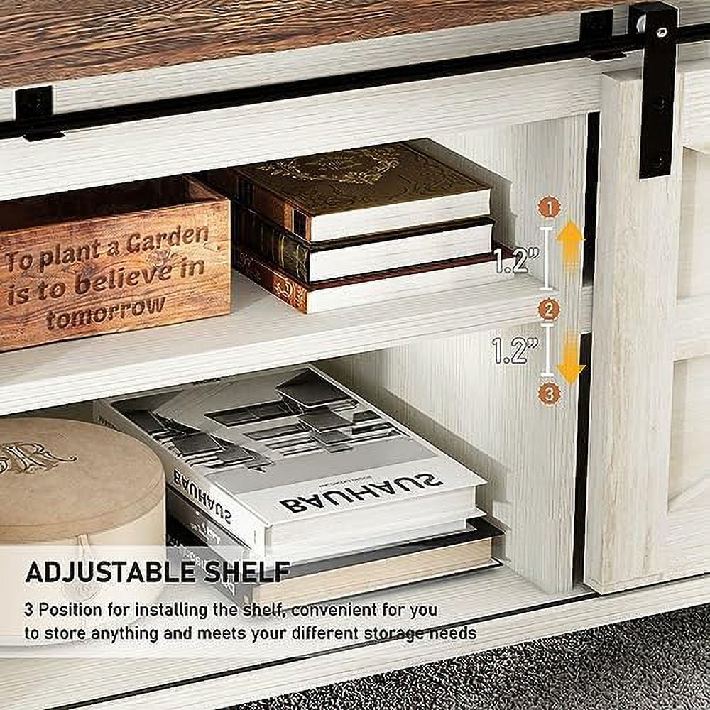 Farmhouse Coffee Table with Sliding Barn Doors V766