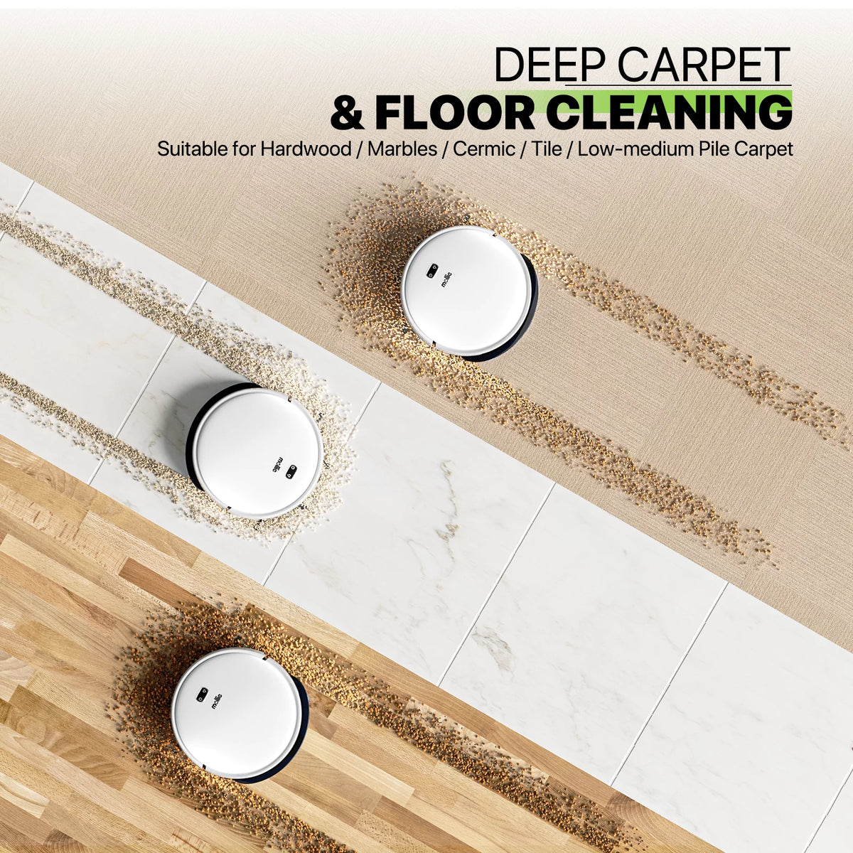 2 in 1 Robot Vacuum and Mop Combo, 2800pa White H834768