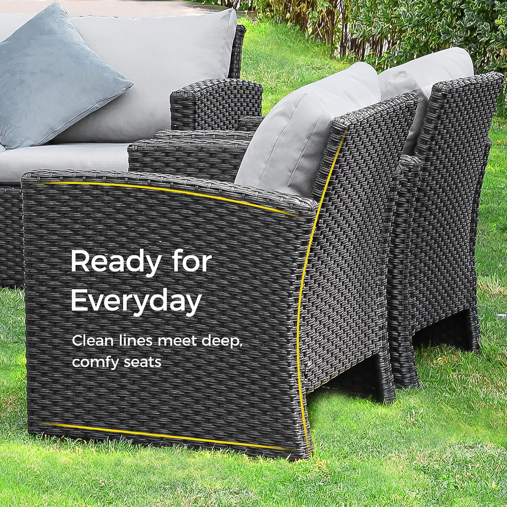 Wicker Rattan Patio Loveseat Sofa with Grey Cushions A881