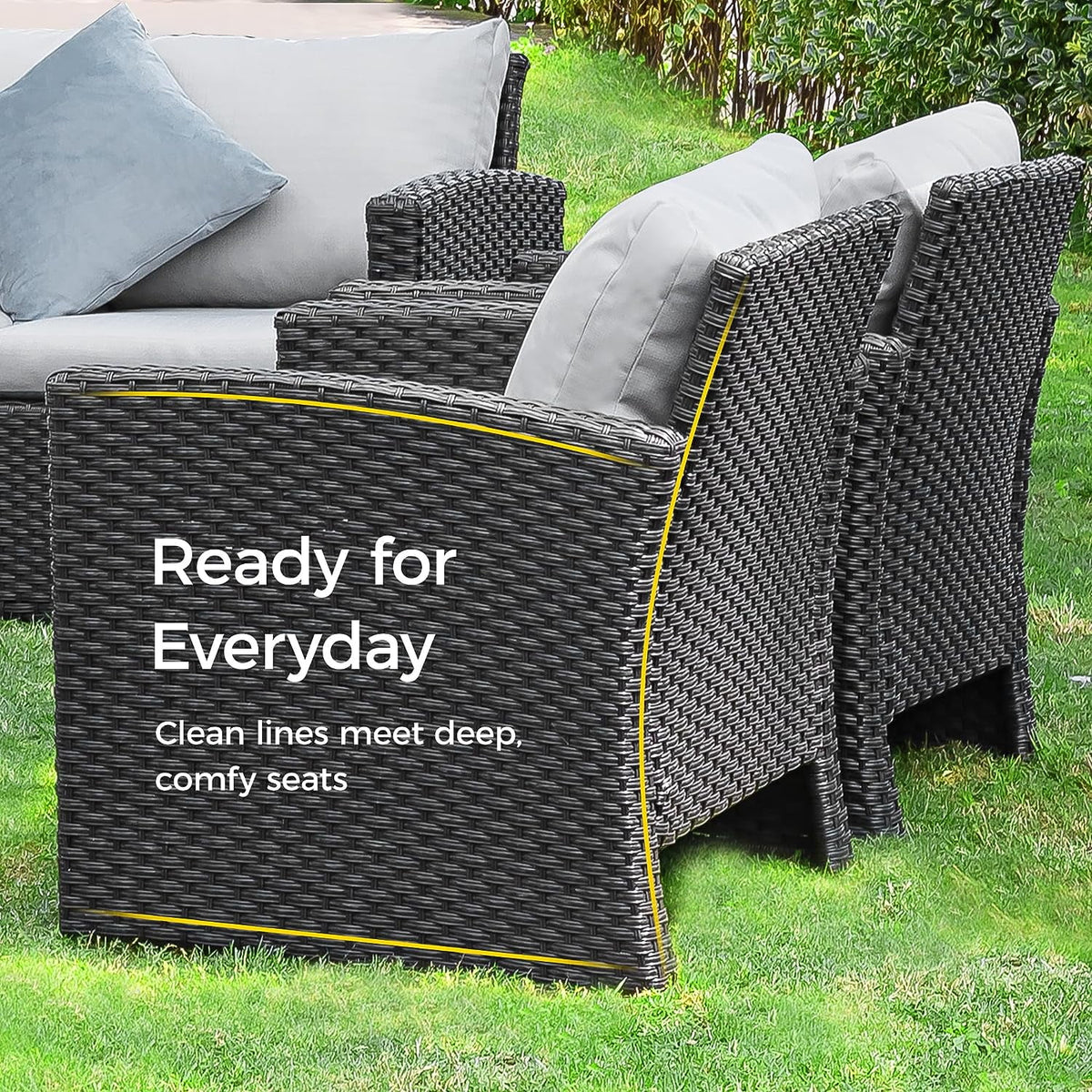 Wicker Rattan Patio Loveseat Sofa with Grey Cushions A881