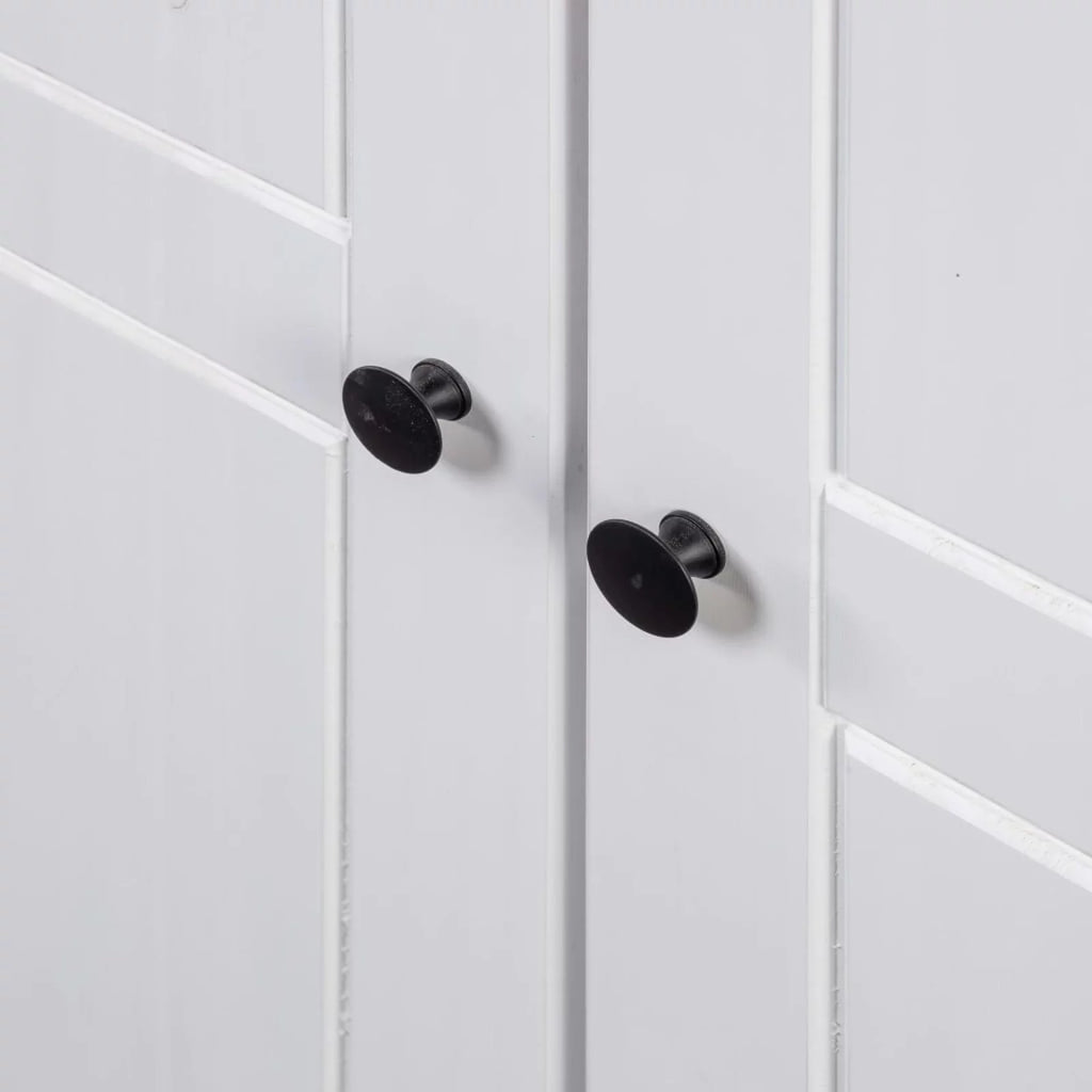 3 Doors Pine Wood Wardrobe with Storage Shelves and Hanging Rod F3257