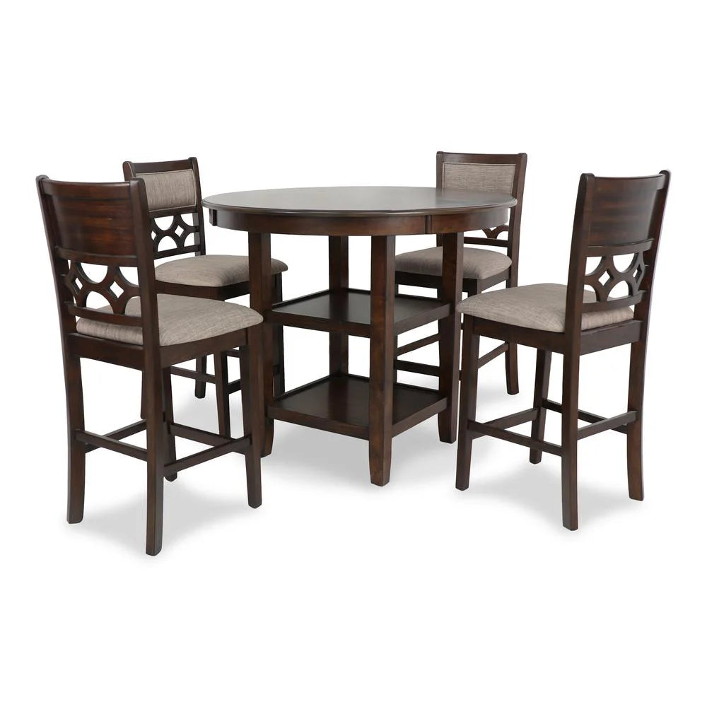 5-Piece Transitional Wood Counter Set in Cherry F439