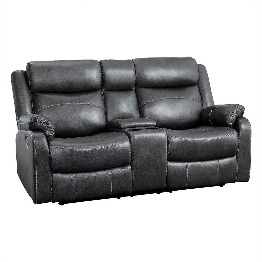 Dark Gray Microfiber 2-Piece Reclining Sofa Set O7520