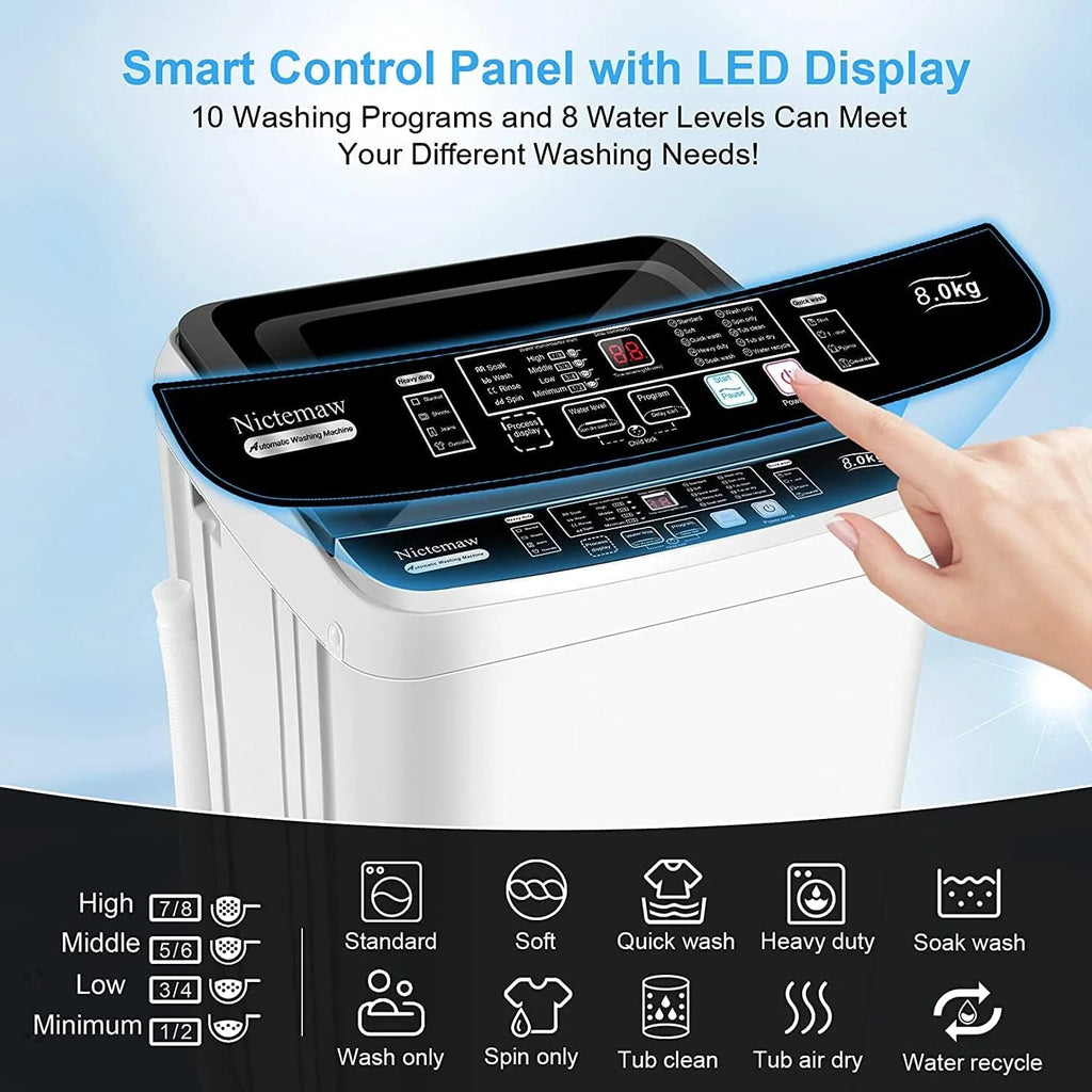 Portable 17.8lbs Fully-Automatic Washing Machine Y977775