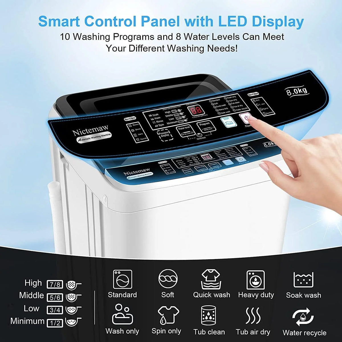 Portable 17.8lbs Fully-Automatic Washing Machine Y977775